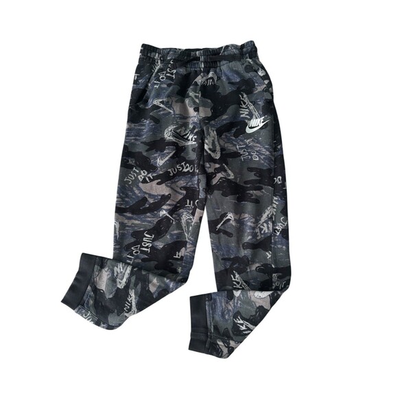 Nike Boy’s All Over Print Logo Black / Grey Sweatpants Size XL - Picture 2 of 7